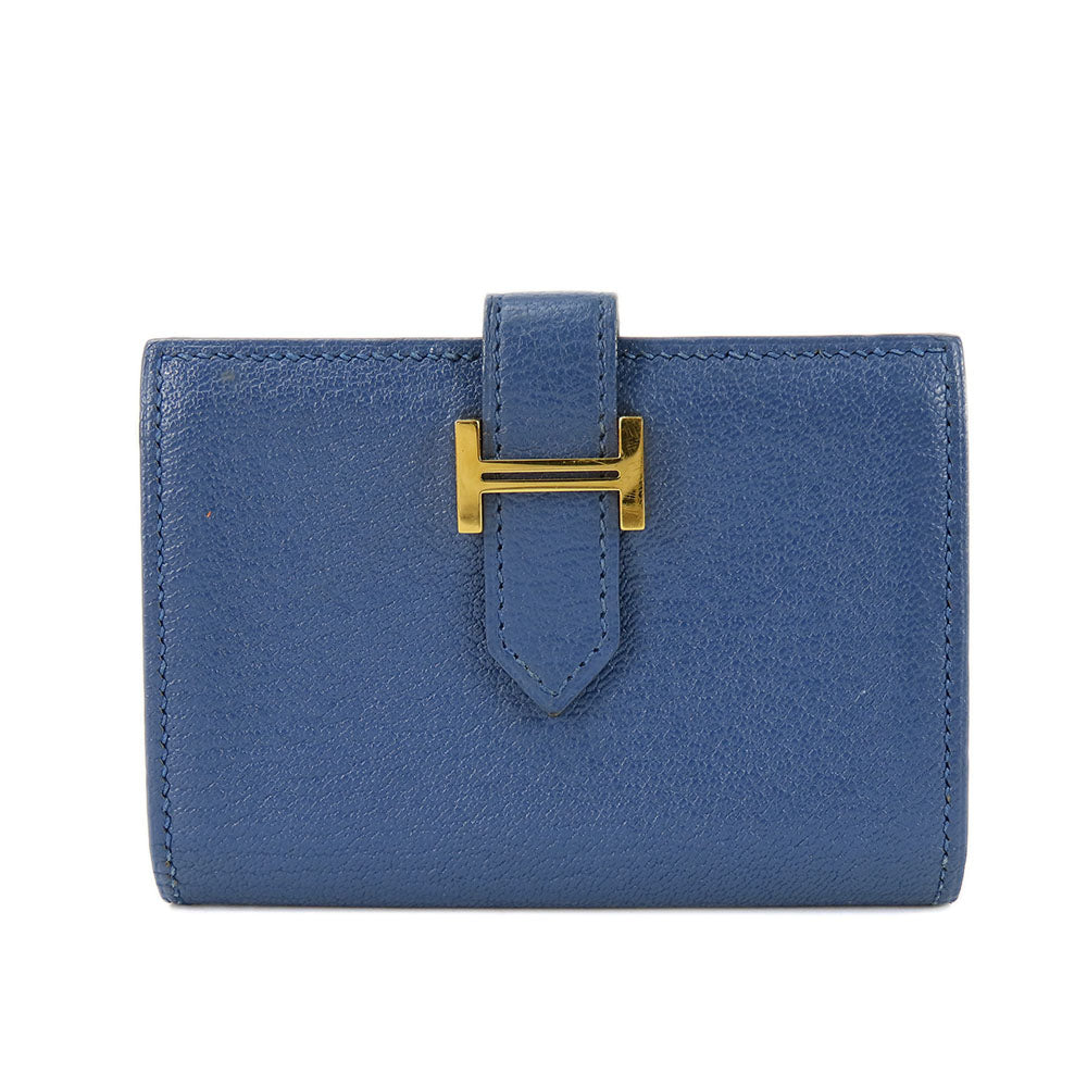 HERMES Card Case Shave blue Bean unisex(Unisex)