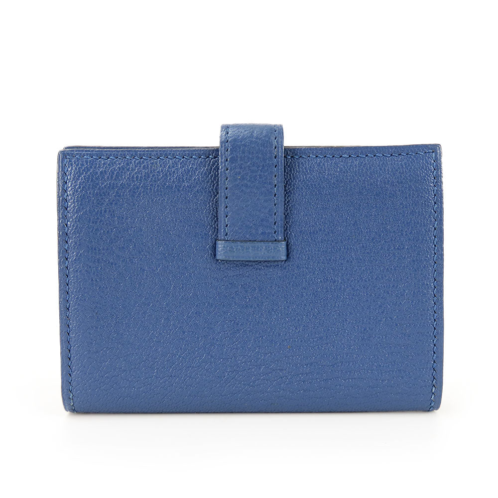HERMES Card Case Shave blue Bean unisex(Unisex)