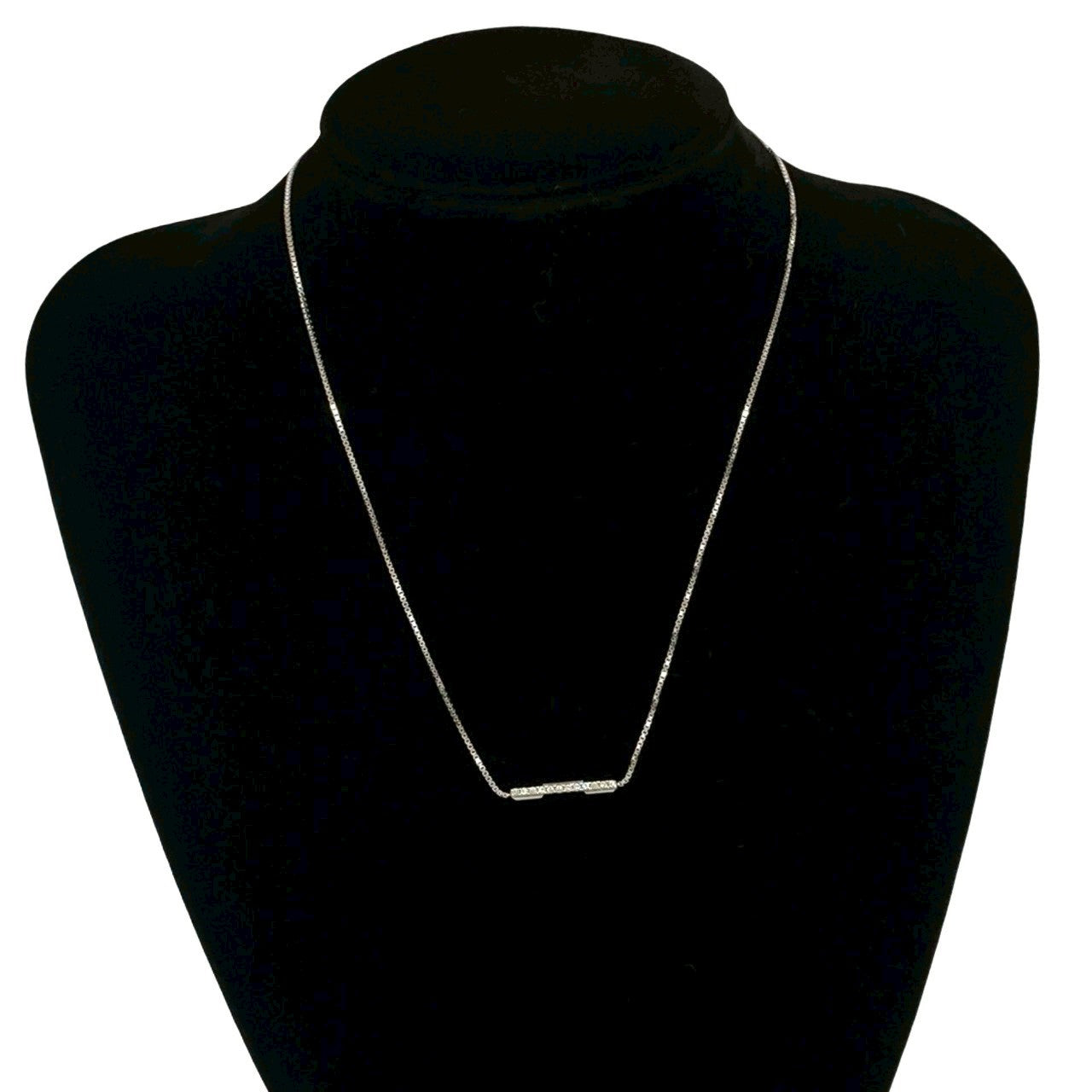 GUCCI Necklace K18 white gold Silver Link to Love Bar Pendant