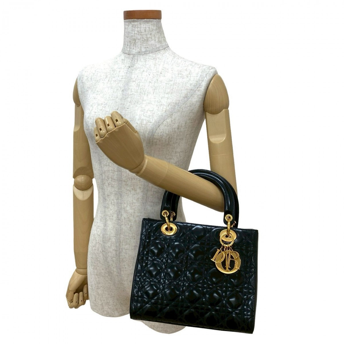 Dior Handbag Patent leather black Lady Dior