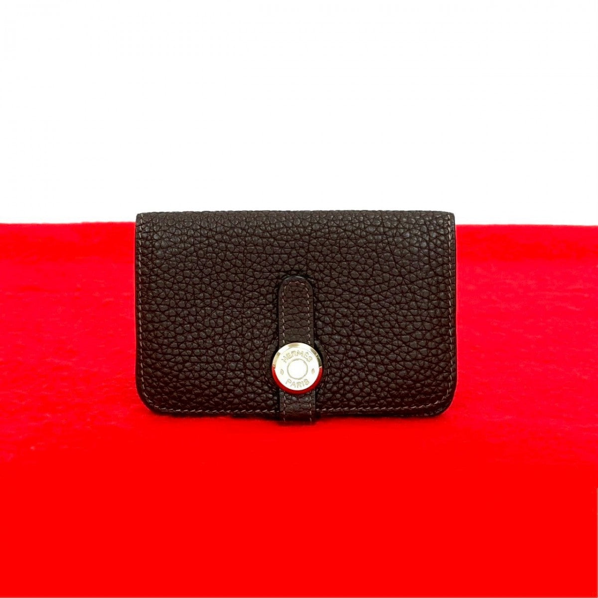 HERMES Card Case Taurillon Clemence Brown Dogon Card Case