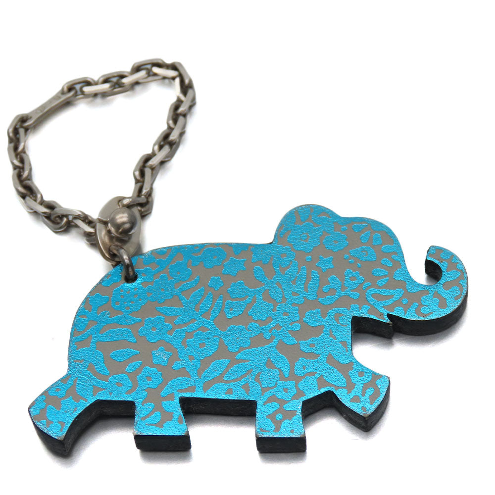 HERMES Bag charm Silver925 , Leather blue Women