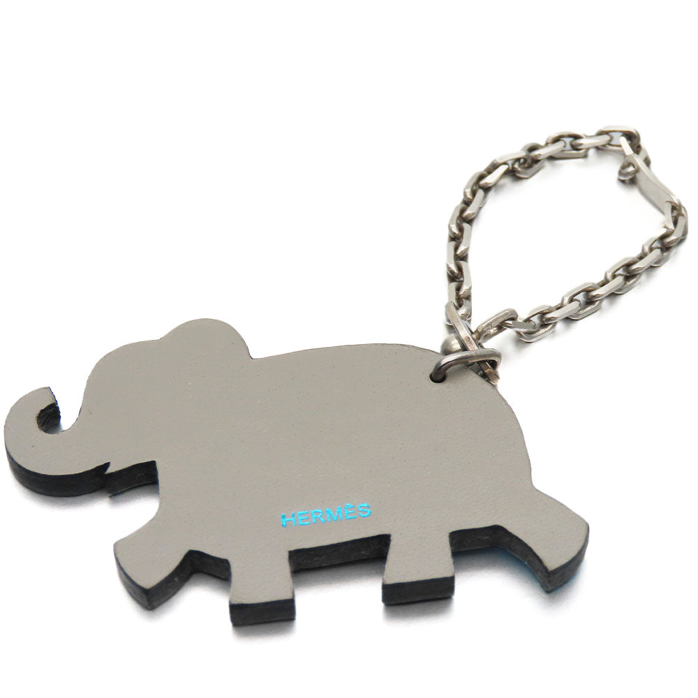 HERMES Bag charm Silver925 , Leather blue Women