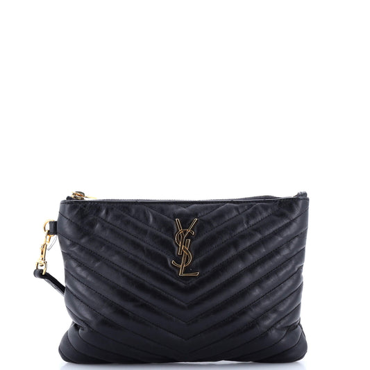 Luxury Saint Laurent Trending 2025 Classic Monogram Wristlet Pouch Matelasse Chevron Leather Small