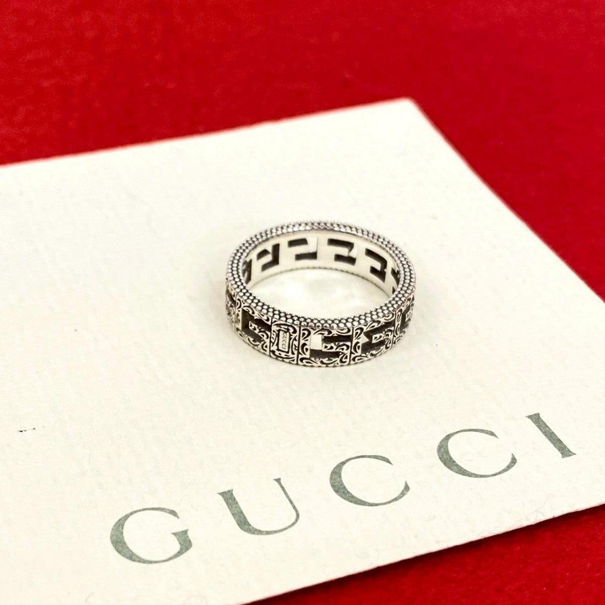 GUCCI Ring Silver925 Silver Square G Arabesque