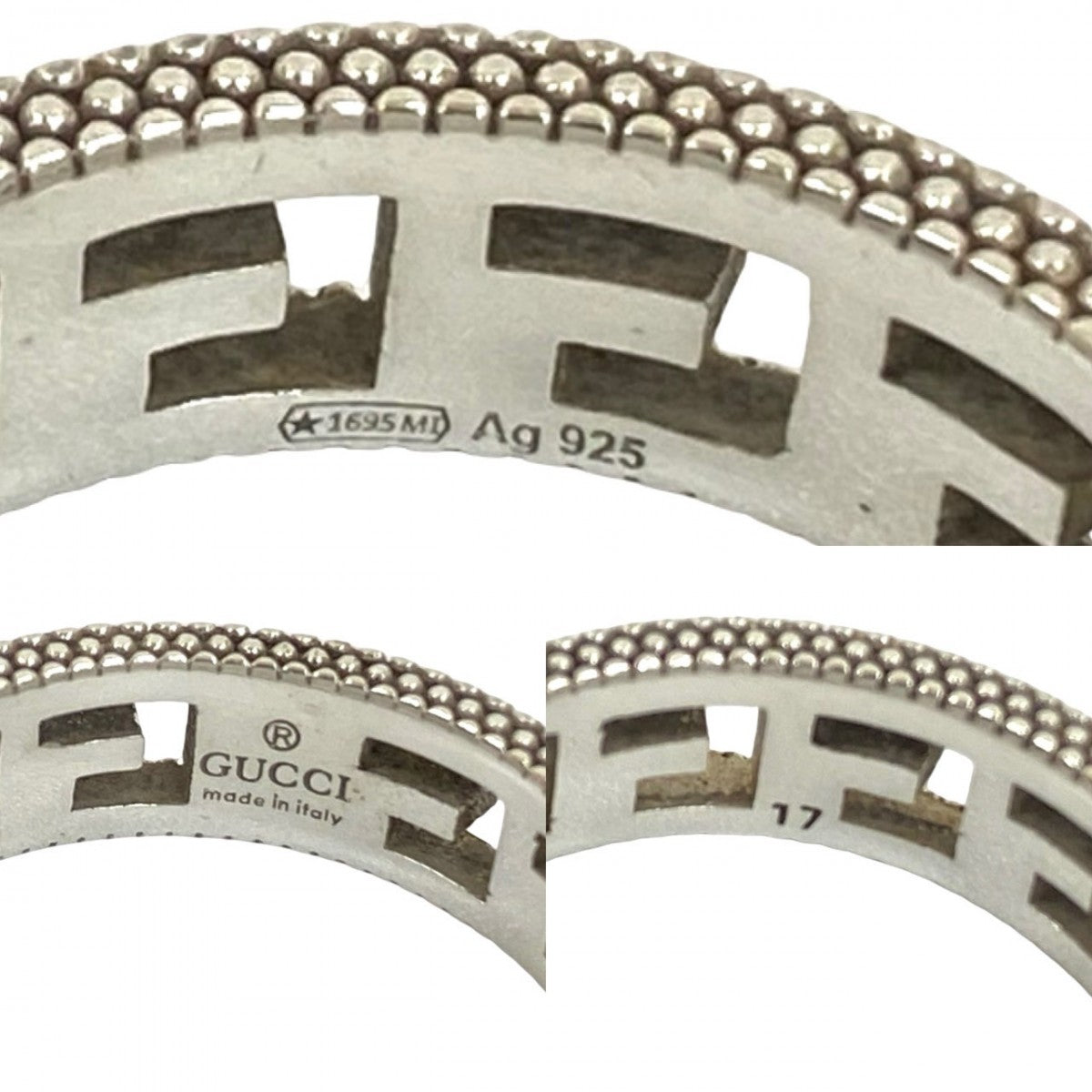 GUCCI Ring Silver925 Silver Square G Arabesque