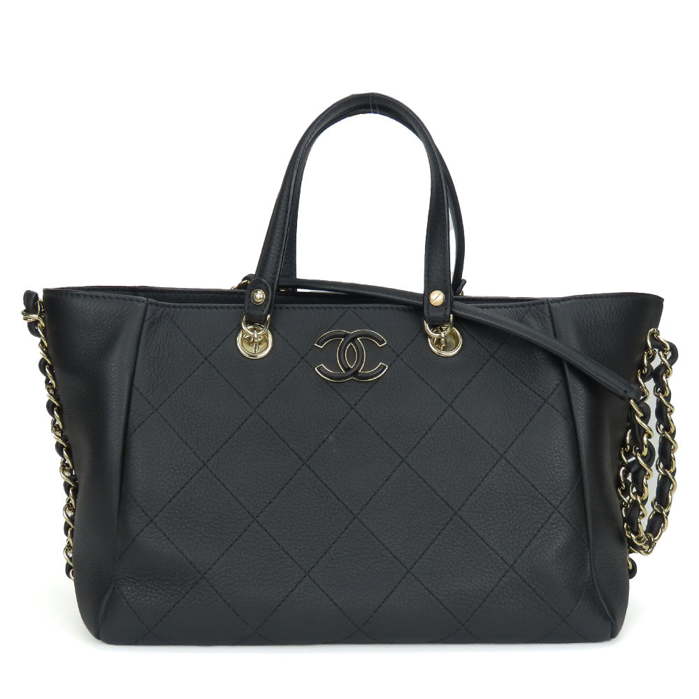 CHANEL Handbag AS0355 Calfskin black Matrasse Small shopping bags