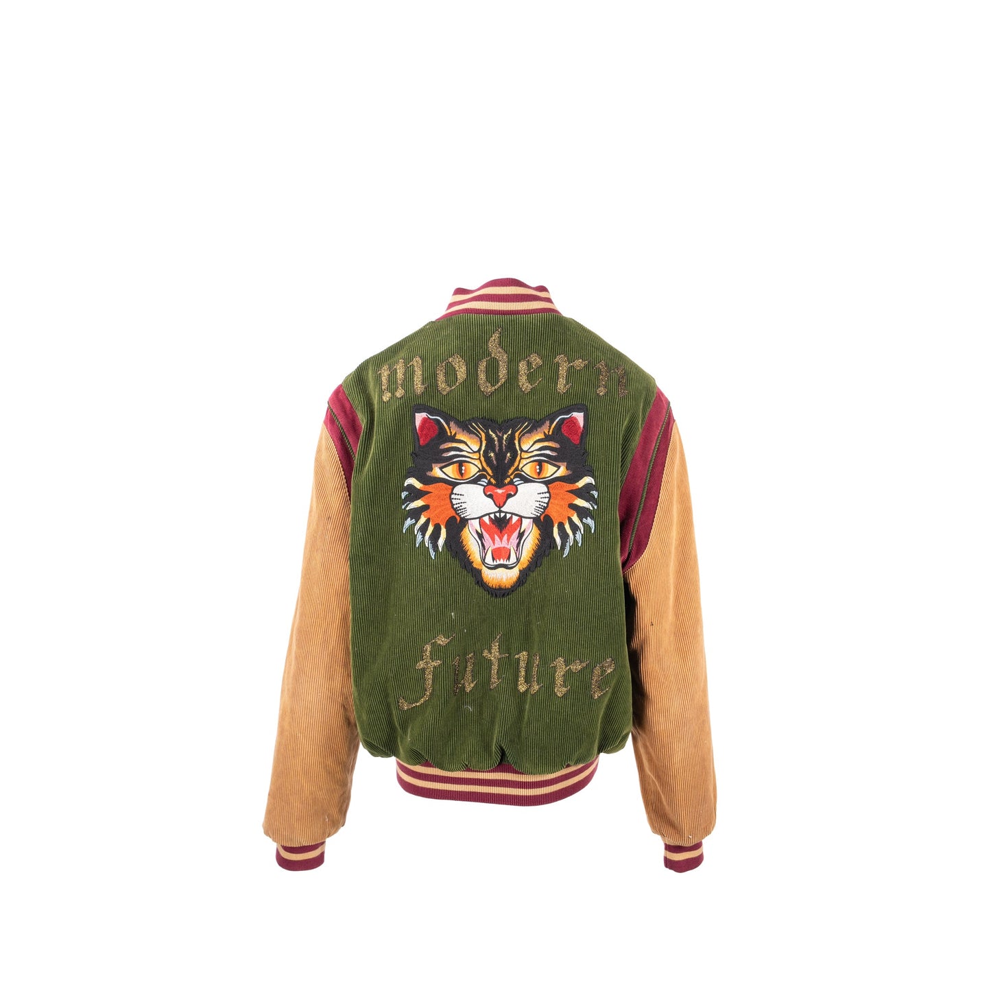 GUCCI Size 48 Embroidered Corduroy âModern Futureâ Bomber Jacket Cotton Multicolour