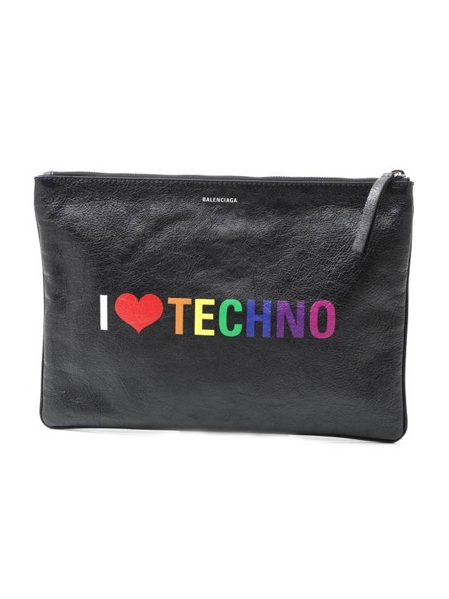 Luxury Balenciaga Trending 2025 I Love Techno Clutch Bag Black