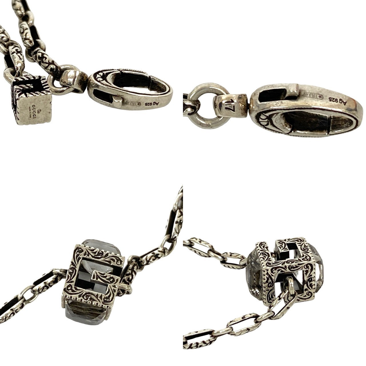 GUCCI bracelet Silver925 Silver Arabesque G Cube Square Bracelet