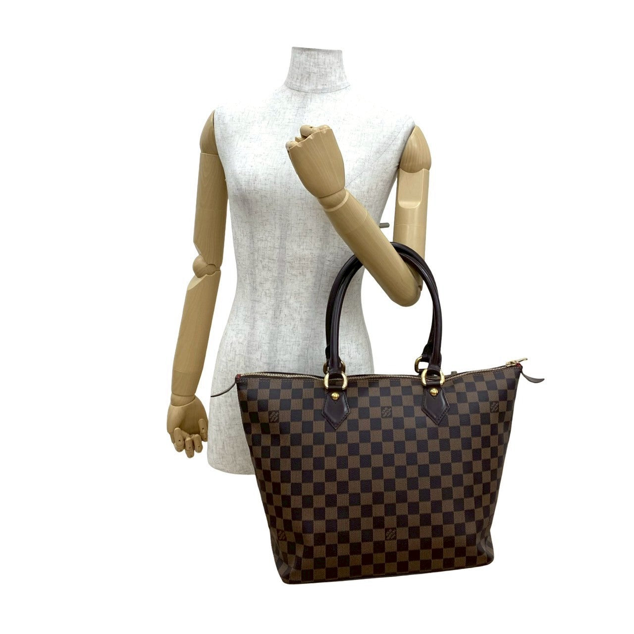 LOUIS VUITTON Handbag leather Brown Damier Saleya MM
