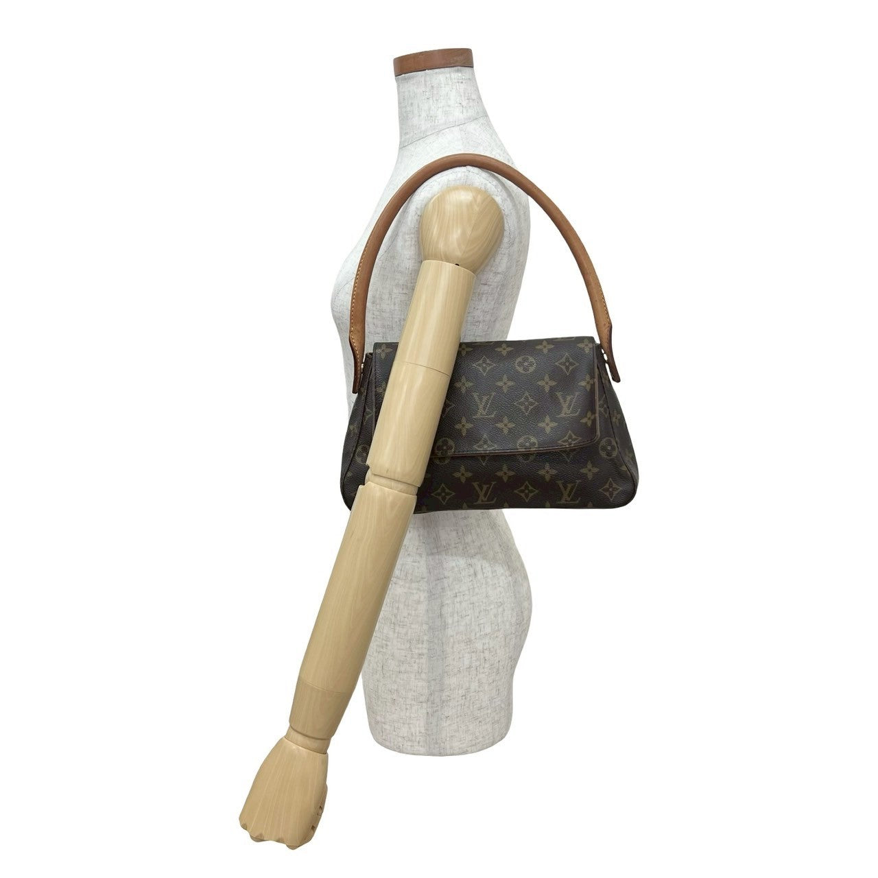 LOUIS VUITTON Shoulder Bag leather Brown Monogram Mini Looping