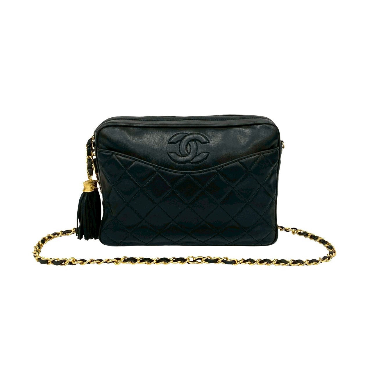 CHANEL Shoulder Bag lambskin black Matrasse
