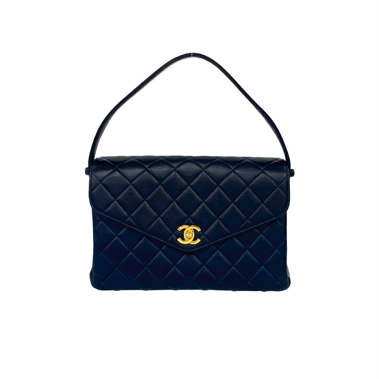 CHANEL Handbag lambskin Navy Matrasse