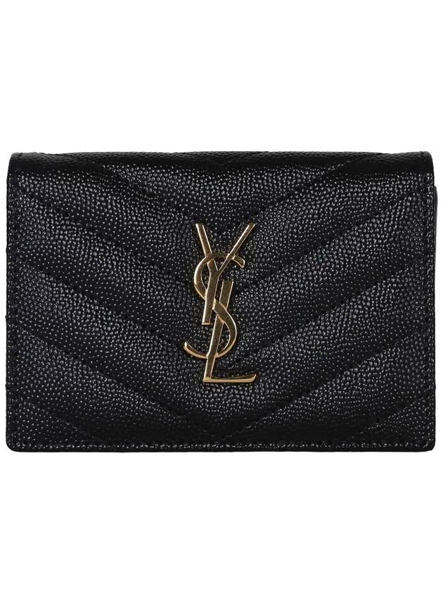 Luxury Saint Laurent Trending 2025 Monogram Caviar Embossed Business Card Wallet Black