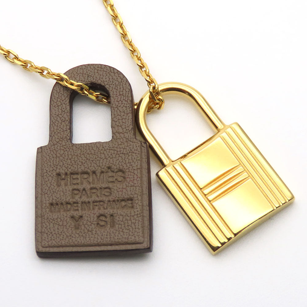 HERMES Necklace Metal, Leather gold Okeley Women
