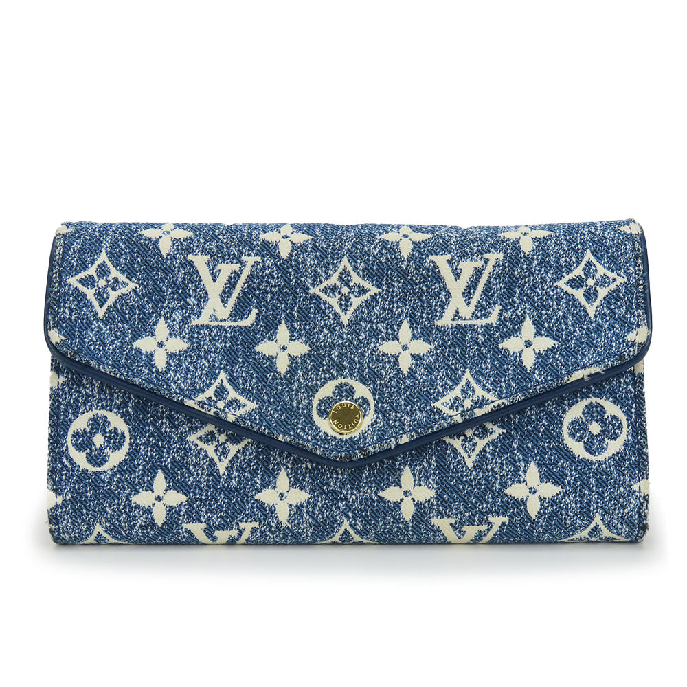 LOUIS VUITTON Long Wallet Purse M81183 Monogram, Jacquard Denim Marine Portefeuille Sarah Women