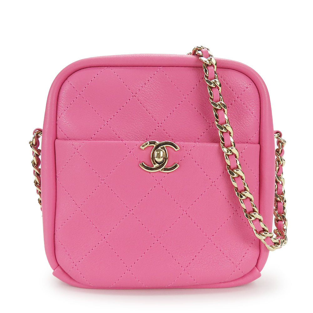 CHANEL Shoulder Bag leather pink Matrasse