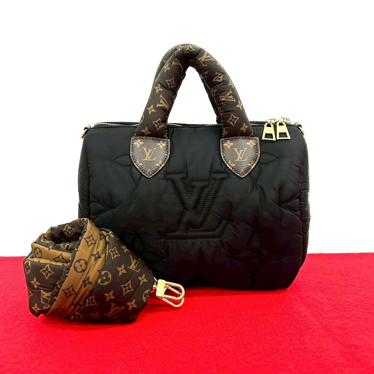 LOUIS VUITTON Shoulder Bag Nylon black monogram LV pillow Speedy bandouliere 25