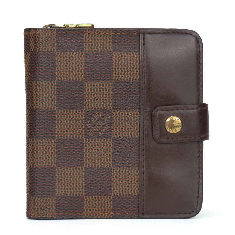 LOUIS VUITTON Bifold Wallet N61668 Damier Brown Compact zip Women