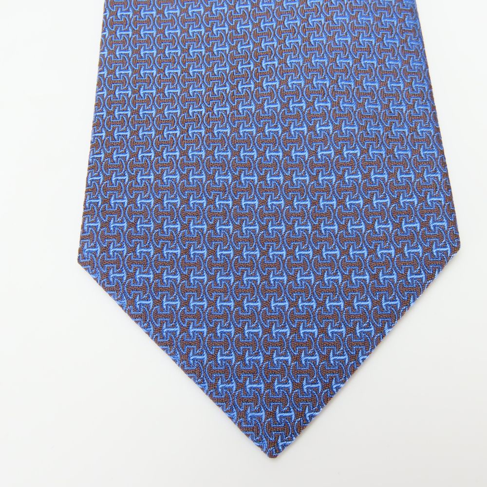 HERMES tie silk blue mens