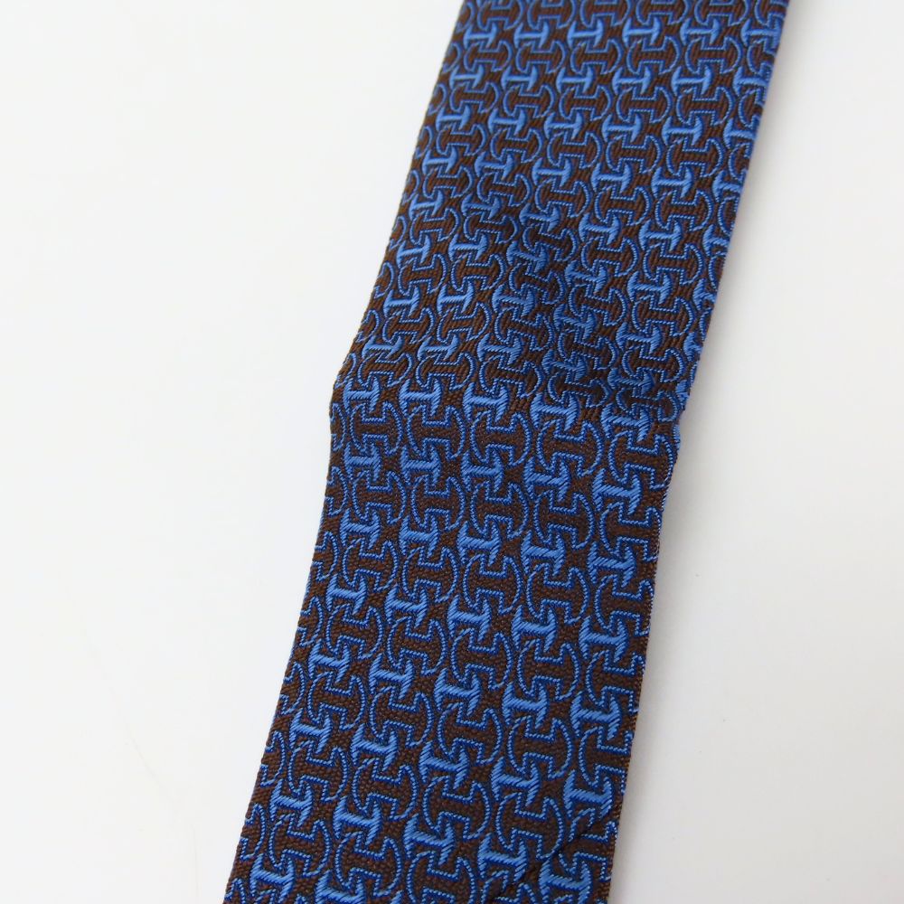 HERMES tie silk blue mens
