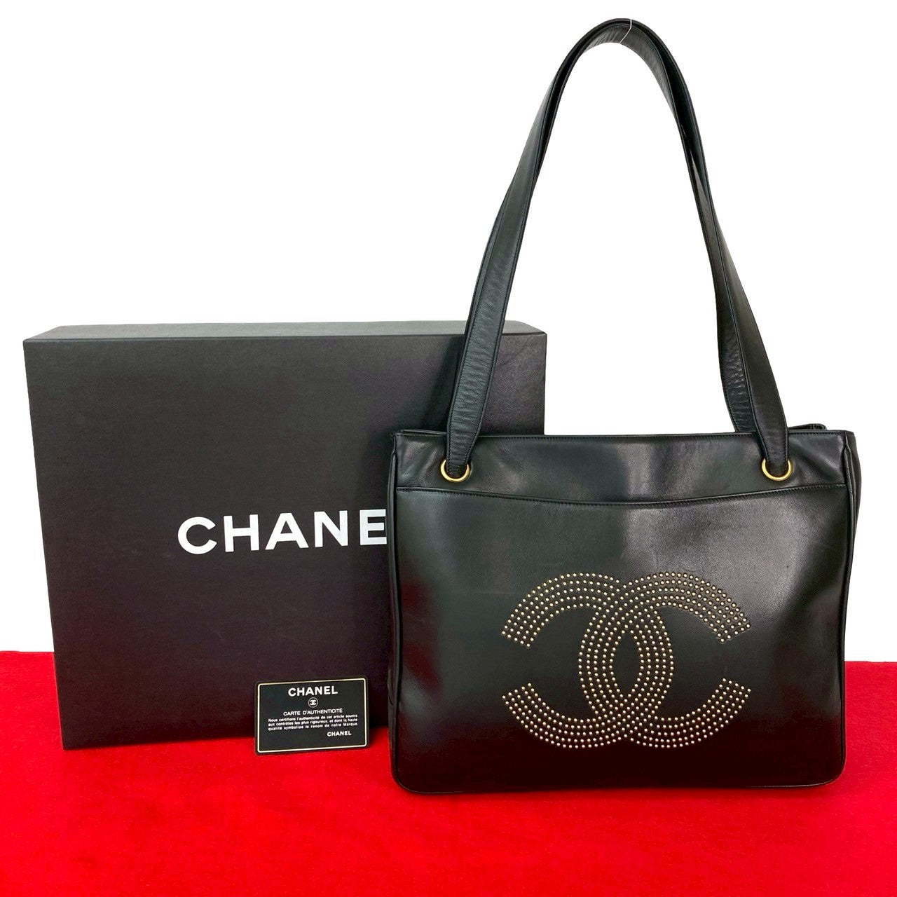CHANEL Tote Bag leather black