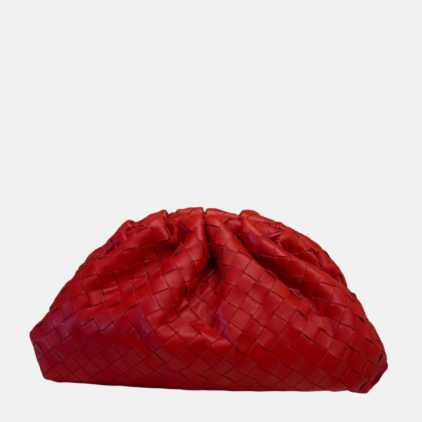 Bottega Veneta Pouch Large Intrecciato Leather Clutch Red