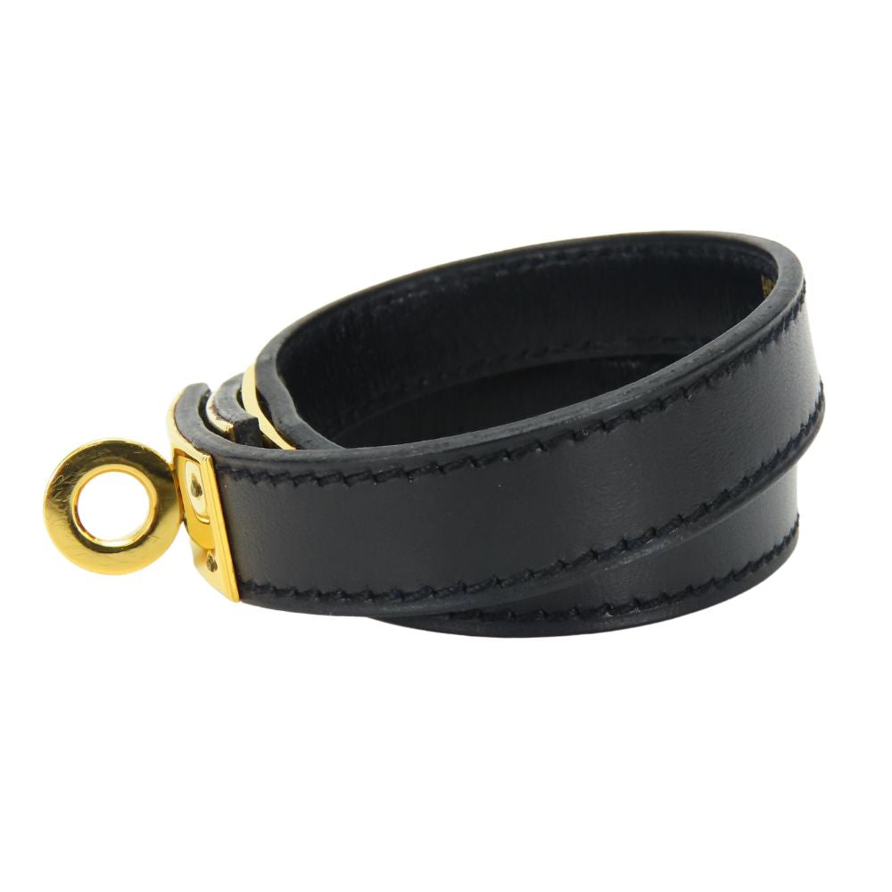 HERMES bracelet leather black Kelly Women