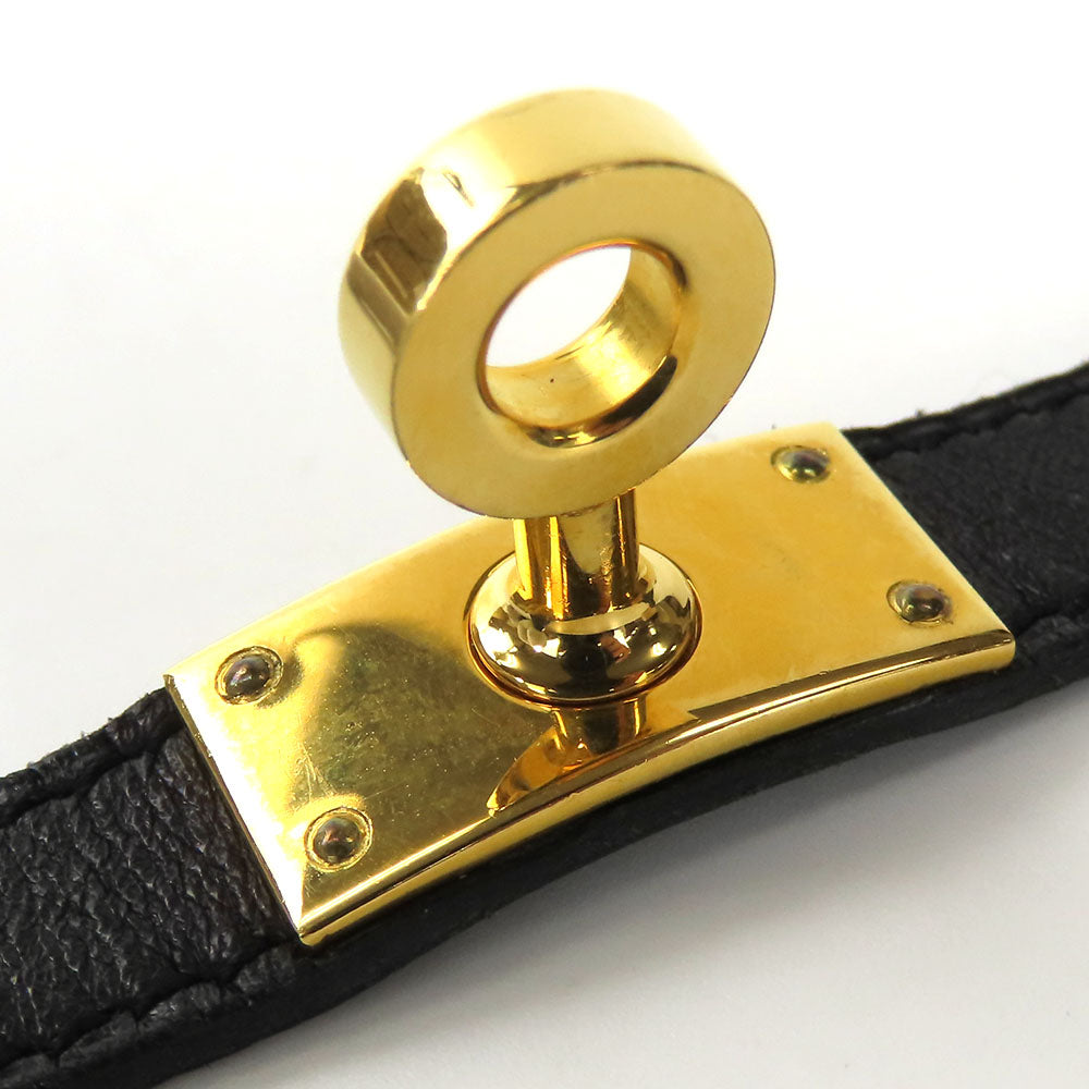 HERMES bracelet Leather, Metal black Kelly Women