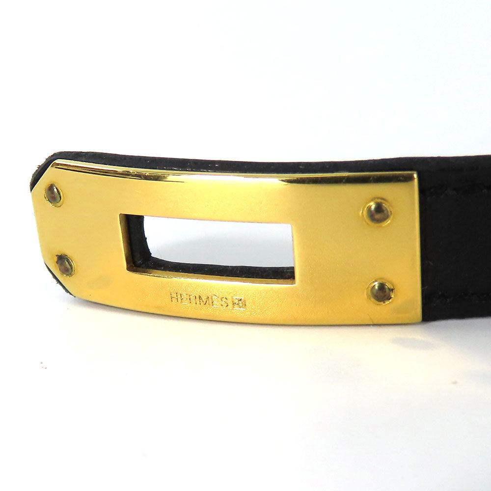 HERMES bracelet Leather, Metal black Kelly Women