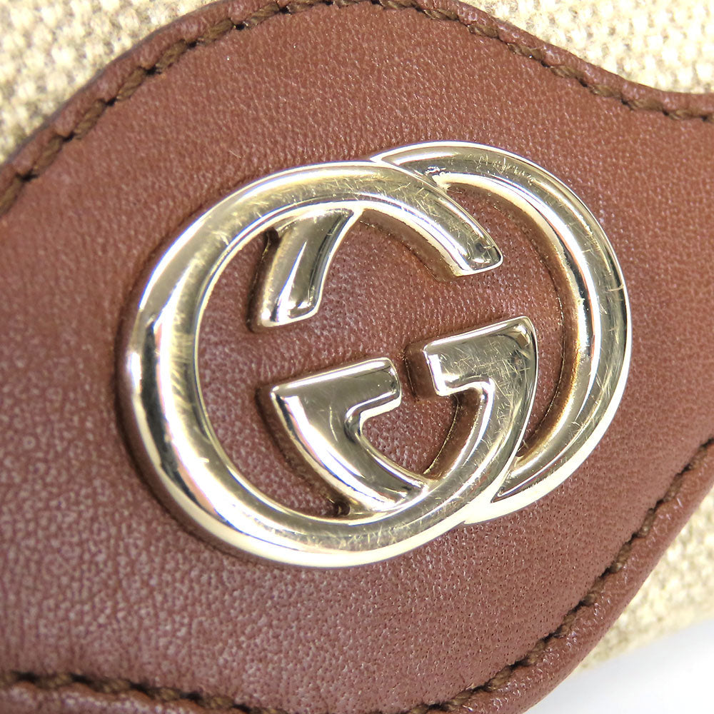 GUCCI Key case Key holder  282432 GG Canvas, Calfskin beige Interlocking Women