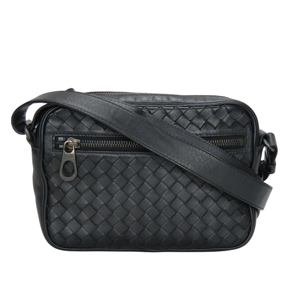 BOTTEGAVENETA Shoulder Bag leather black INTRECCIATO unisex(Unisex)