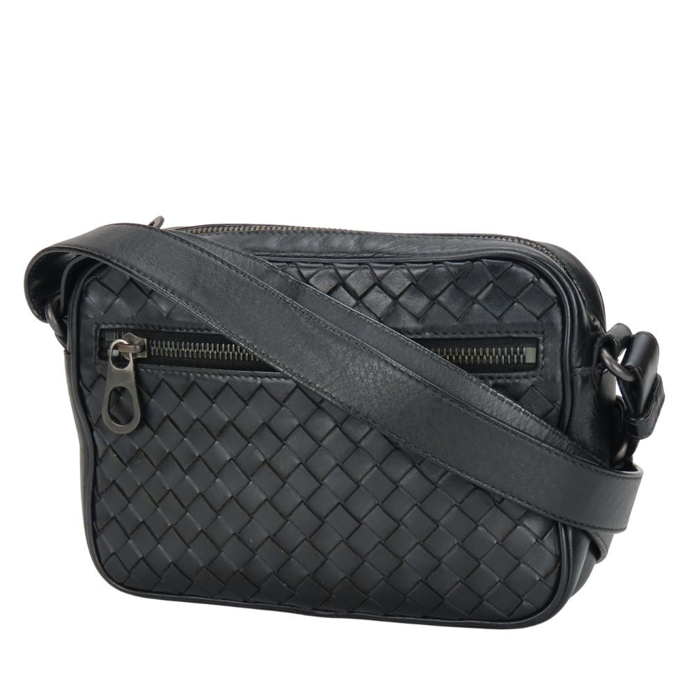 BOTTEGAVENETA Shoulder Bag leather black INTRECCIATO unisex(Unisex)