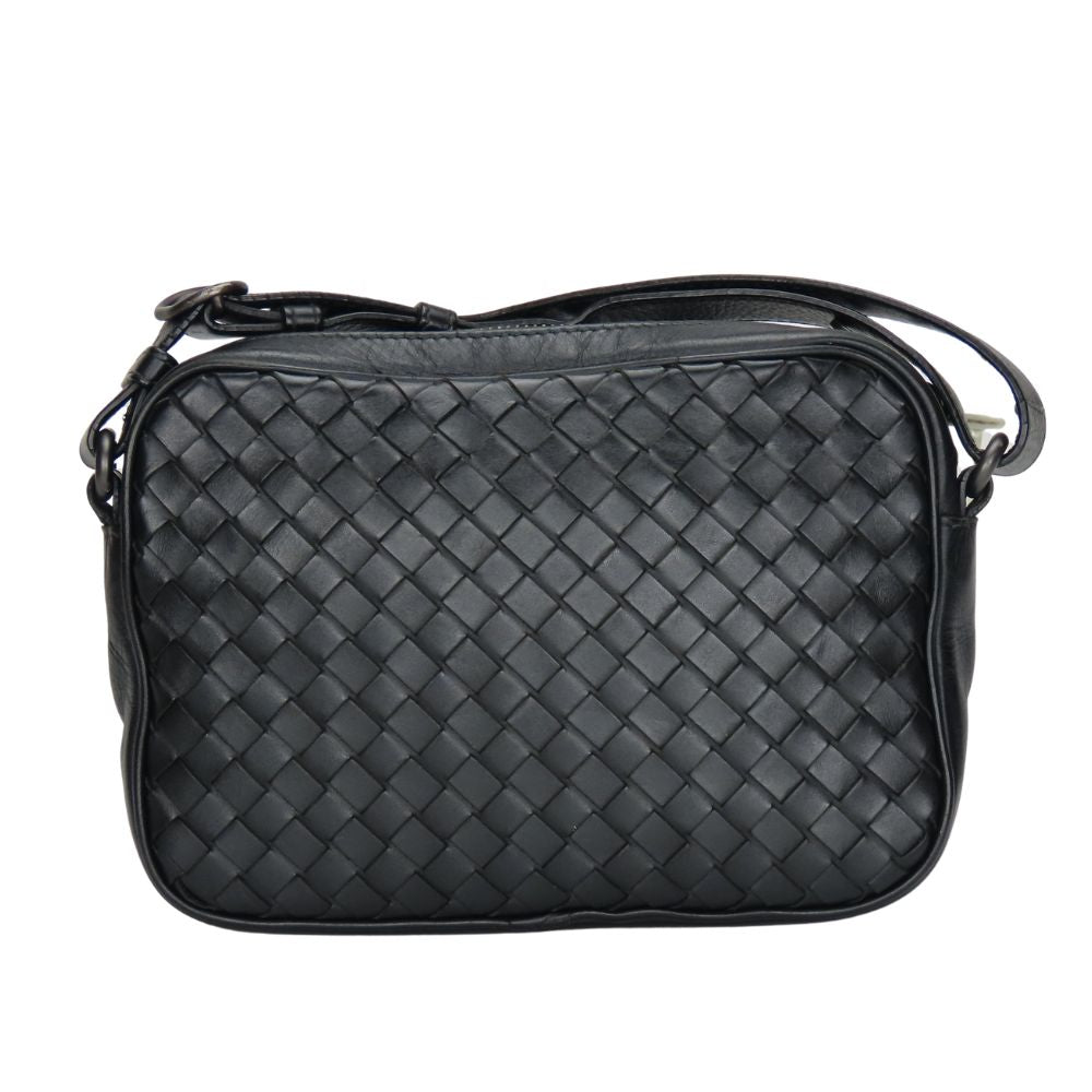 BOTTEGAVENETA Shoulder Bag leather black INTRECCIATO unisex(Unisex)