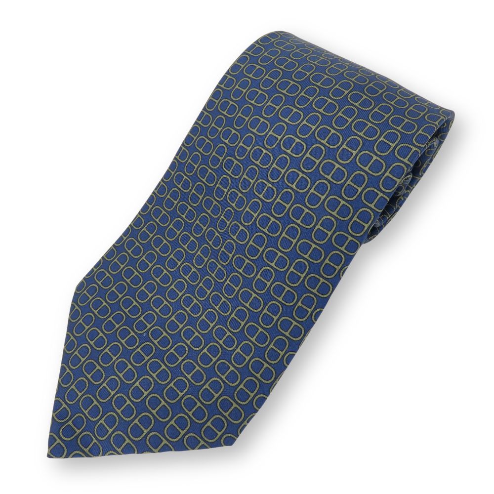 HERMES tie silk Navy Chene DunklePattern mens