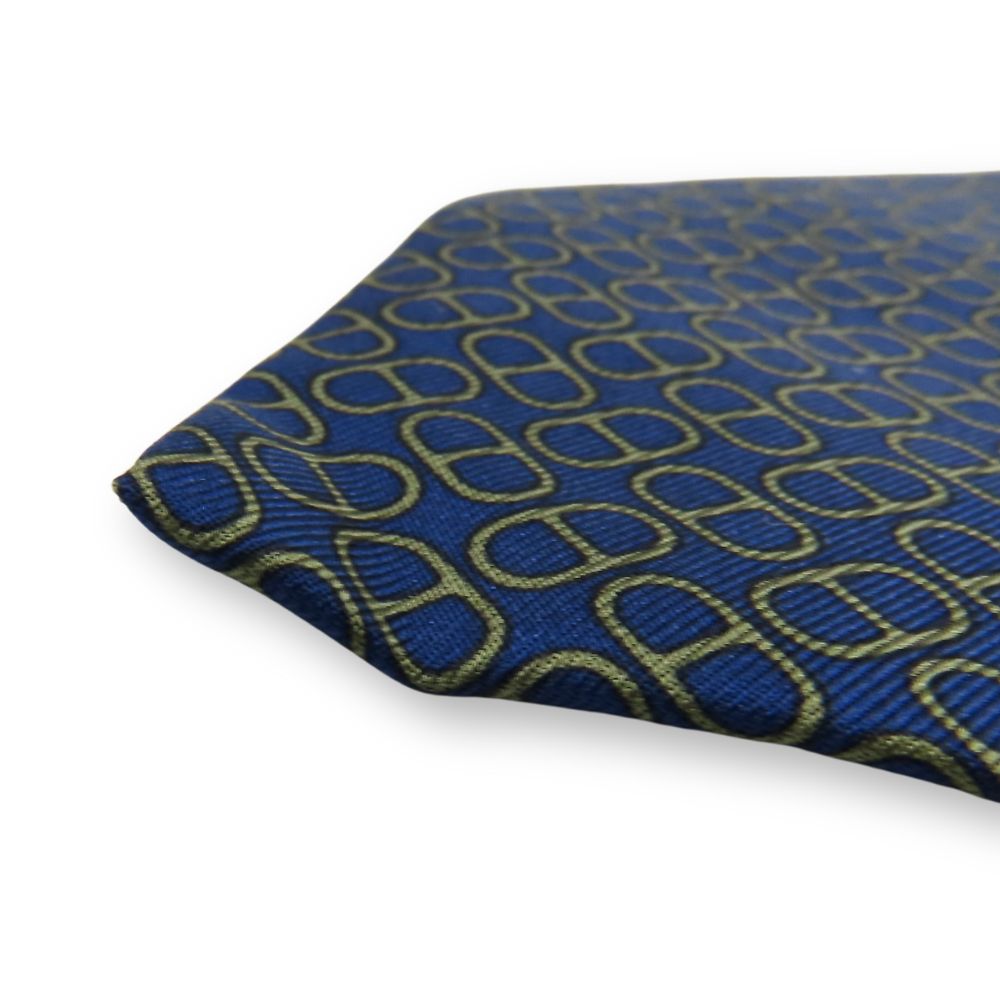 HERMES tie silk Navy Chene DunklePattern mens