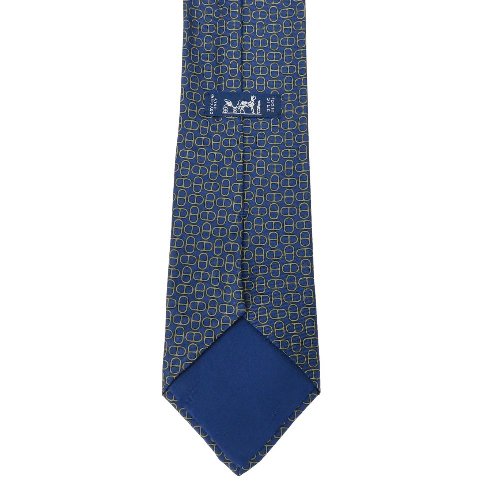 HERMES tie silk Navy Chene DunklePattern mens