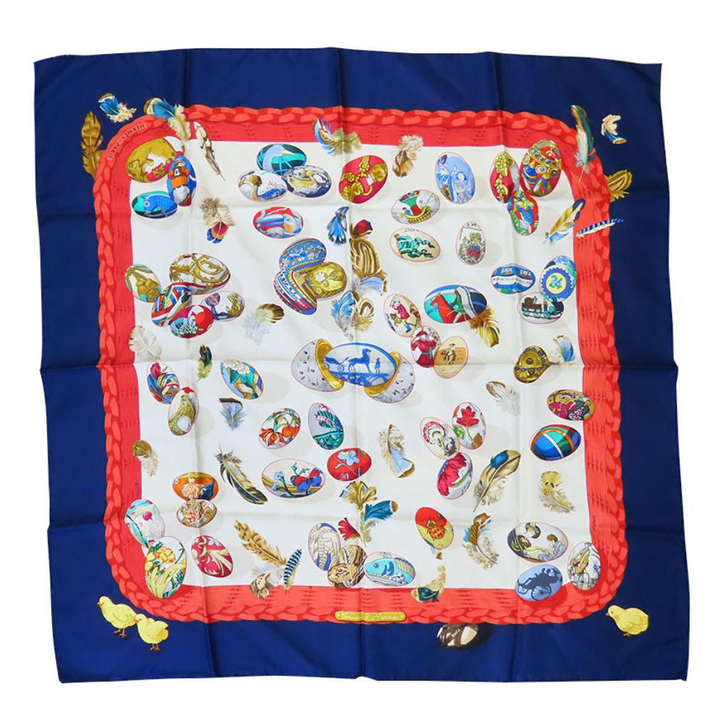 HERMES scarf silk Navy COUVEE D'HERMES Carre90
