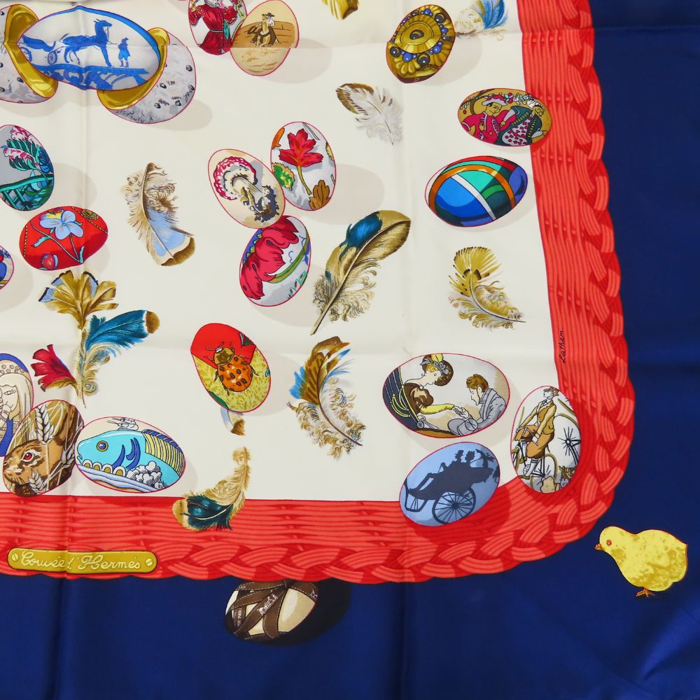 HERMES scarf silk Navy COUVEE D'HERMES Carre90
