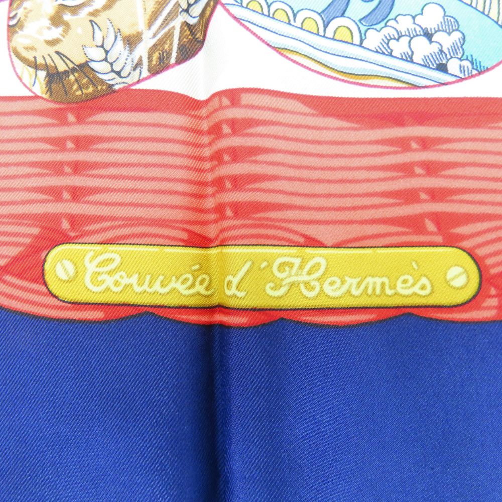 HERMES scarf silk Navy COUVEE D'HERMES Carre90