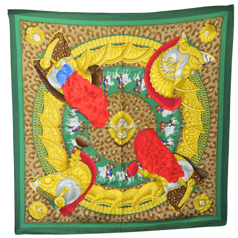 HERMES scarf silk green Carre90 Women