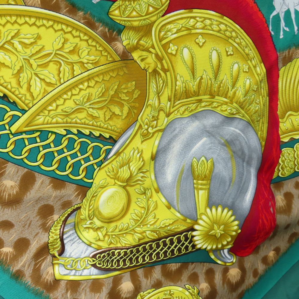 HERMES scarf silk green Carre90 Women