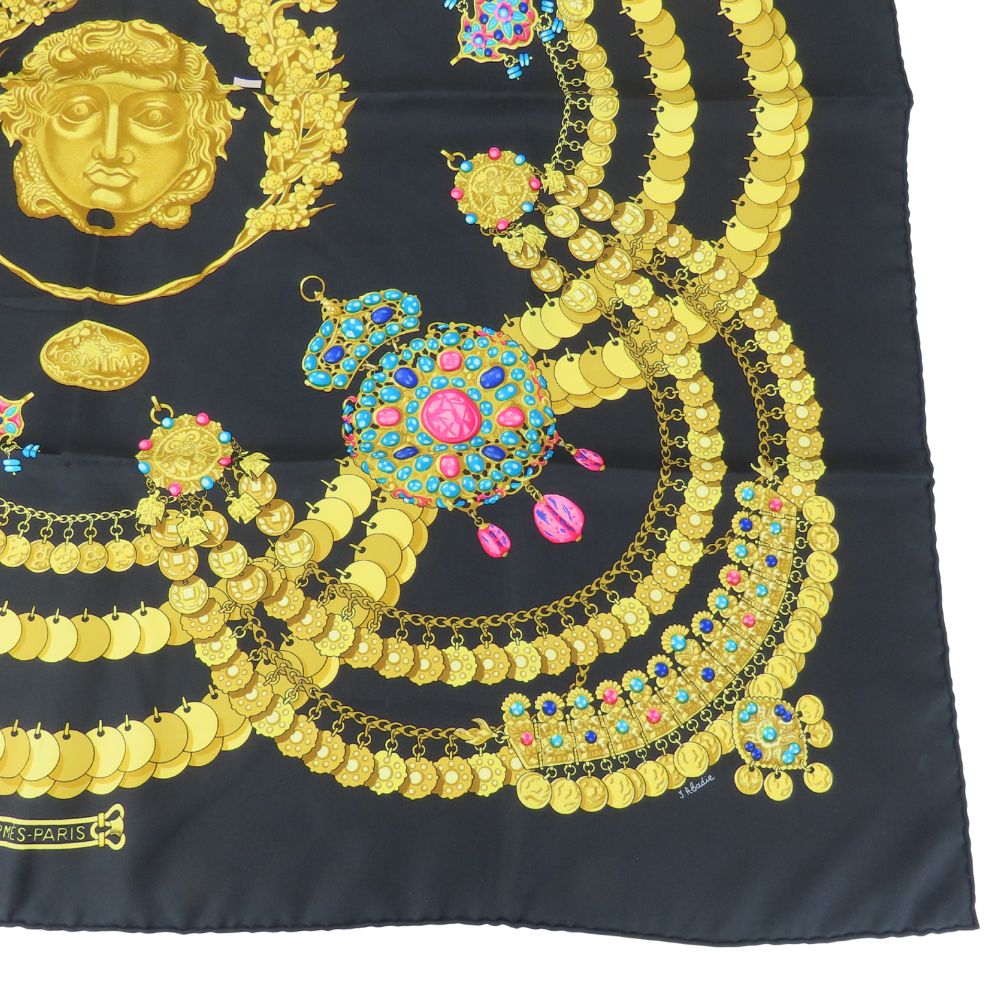 HERMES scarf silk black KOSMIMA Carre90 Women