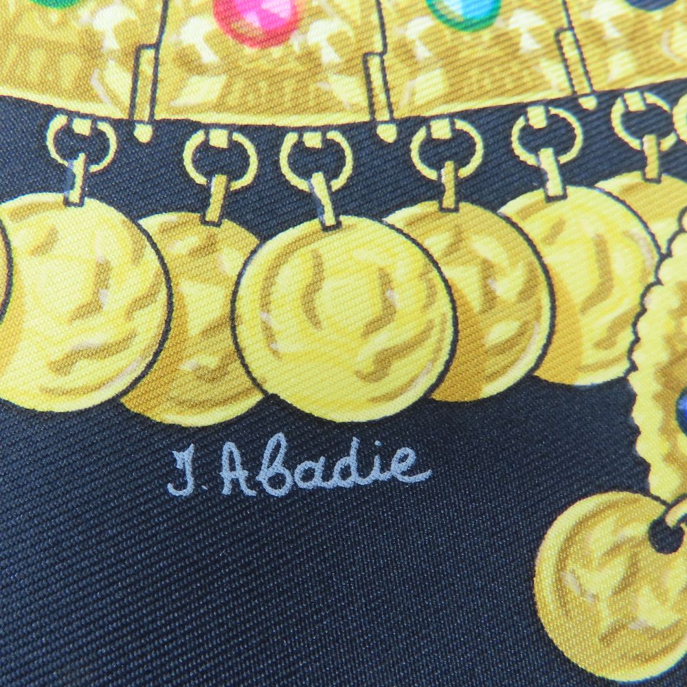 HERMES scarf silk black KOSMIMA Carre90 Women