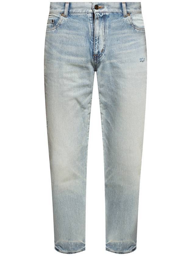 Luxury Saint Laurent Trending 2025 Men's Carrot Fit Denim Jeans Light Blue
