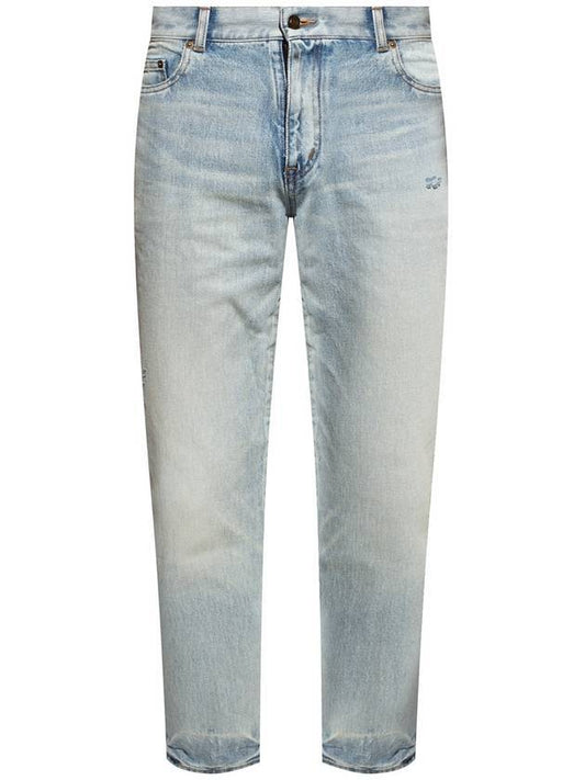 Luxury Saint Laurent Trending 2025 Men's Carrot Fit Denim Jeans Light Blue