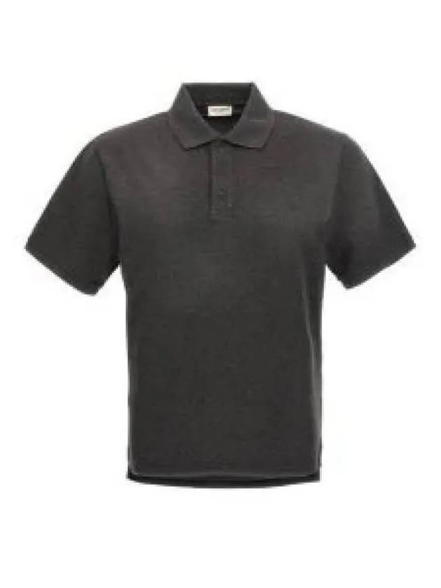Luxury Saint Laurent Trending 2025 Cassandre Cotton Polo Shirt Grey