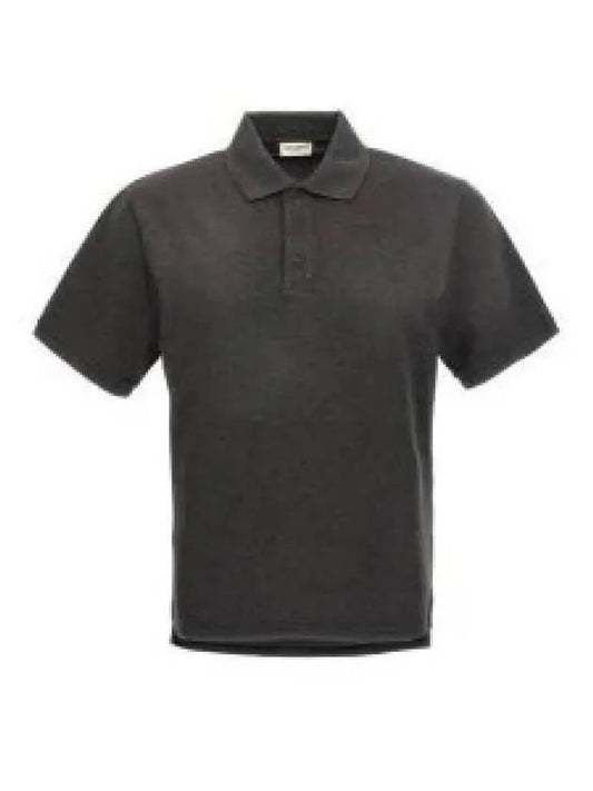 Luxury Saint Laurent Trending 2025 Cassandre Cotton Polo Shirt Grey