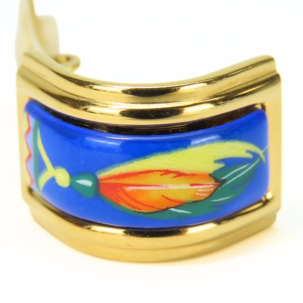 HERMES Earring Metal, Cloisonne blue Emile Women